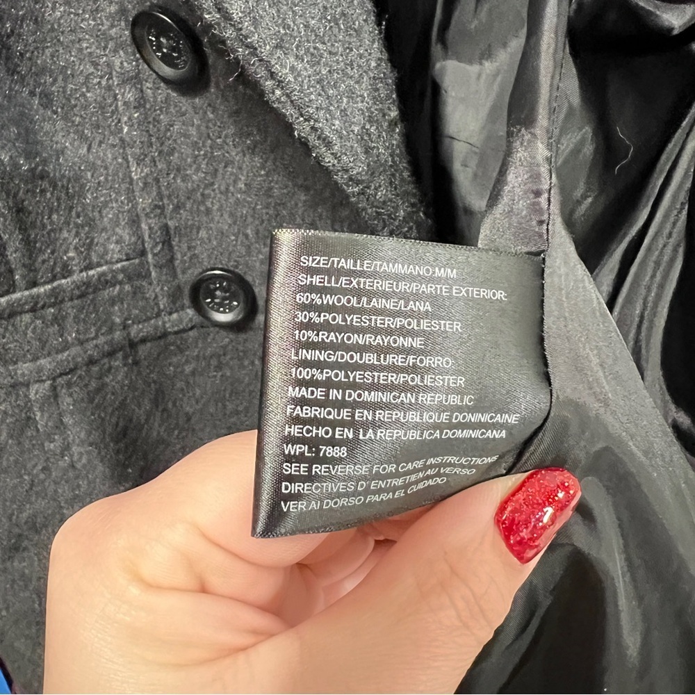 Michael Kors Double Breasted Pea Coat Charcoal Grey Size Medium Preppy Luxury - Picture 7 of 14